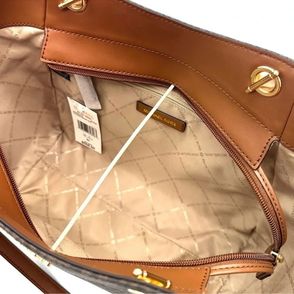 Michael Kors Large Jet Set Travel Chain Shoulder Bag & Double Zip Wallet Brown - Picture 10 of 15